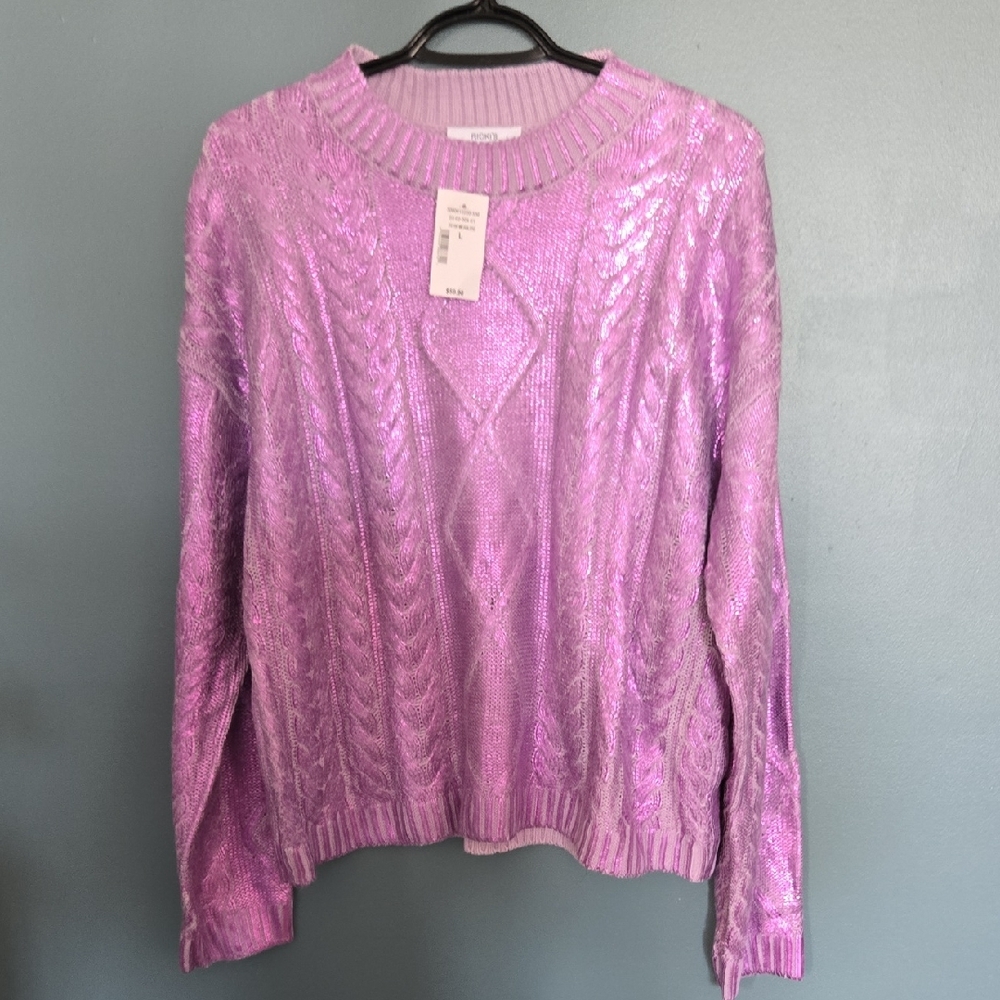 Ricki's Shimmering Lilac Cable Knit Sweater